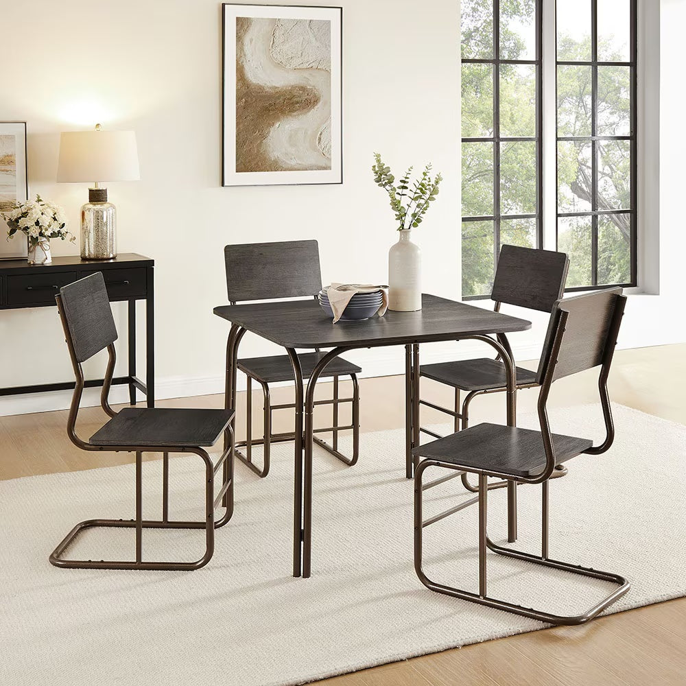 5-Piece Wood Table 4 Chairs,Modern Dining Table